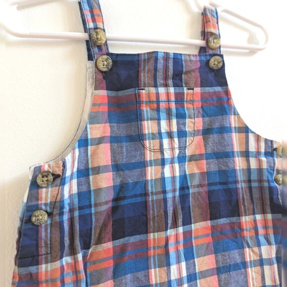 Janie And Jack Romper Boys Sz 12-18m Blue Plaid 2019 Preppy - Picture 2 of 6